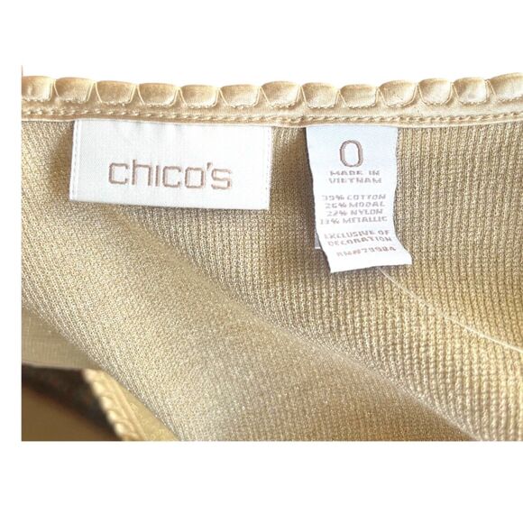 Chico's Picot Shimmer New Khaki Ribbed Tank - Picture 3 of 5